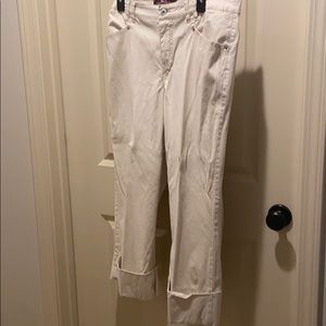 Tan pants cropped length with cuffs